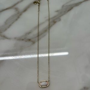 Kendra Scott Elisa Gold Pendant Necklace in White Kyocera Opal